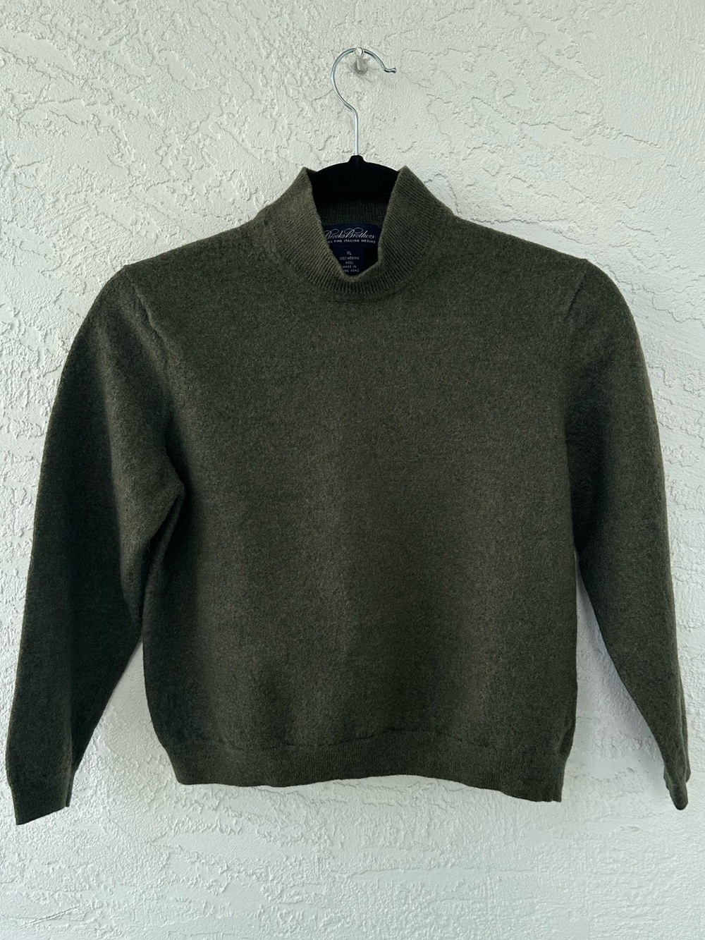 Brooks Brothers Merino Wool Crop 3/4 Sleeve Turtleneck XS/S Green Sweater